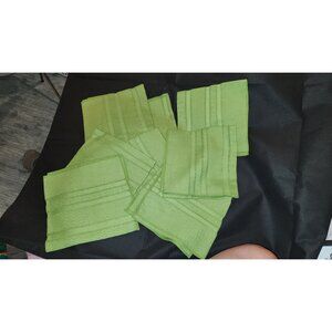 Set Of 8 Green Vintage Striped Cotton Blend Napkins